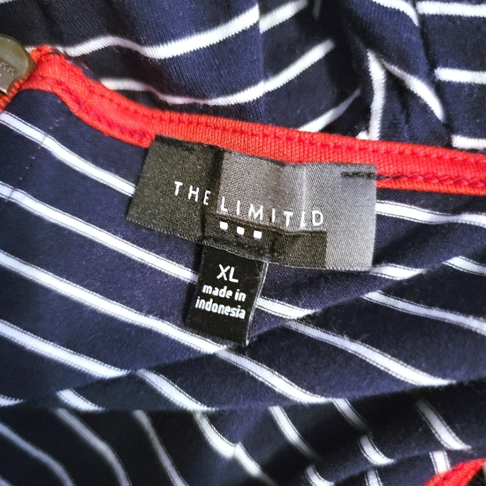 The Limited Navy & White Striped Dress w/ Red Zipper. - Picture 5 of 6
